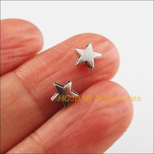 Fashion 60Pcs Tibetan Silver Color Tiny Smooth Star Charms Spacer Beads 6.5mm