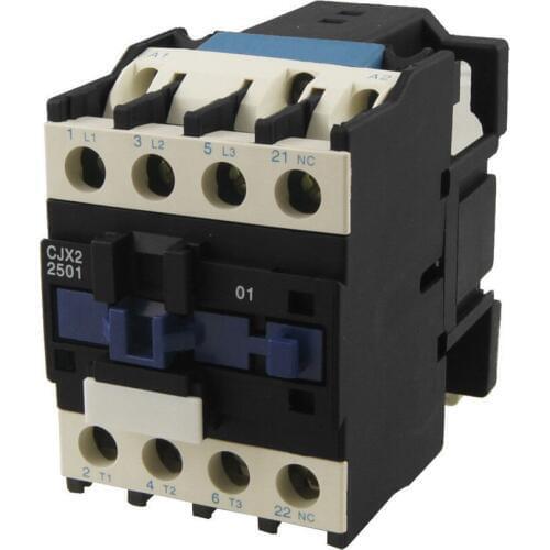 CJX2-2501 AC Motor Contactor Relay 3 phase 25A 3 Pole 1 NC 24VAC 36V 110V 220V Coil Volt Motor Magnetic Contacts 35mm Din Rail