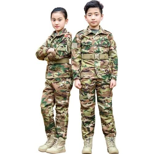 Children WW2 Military Uniform Tactical Combat Boys Jacket Pants Set Camouflage Cp Jungle Print 2pcs Kids Special Swat Army Suit