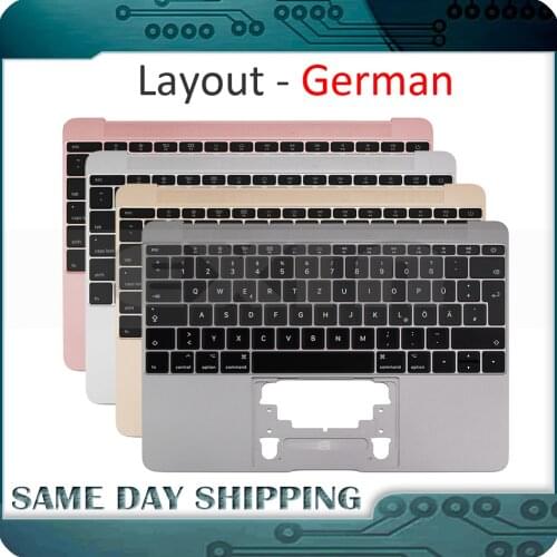 For Macbook 12'' A1534 German Germany Deutsch Keyboard with Topcase Top Case Gold/Gray Grey/Silver/Rose Gold Color 2015-2017