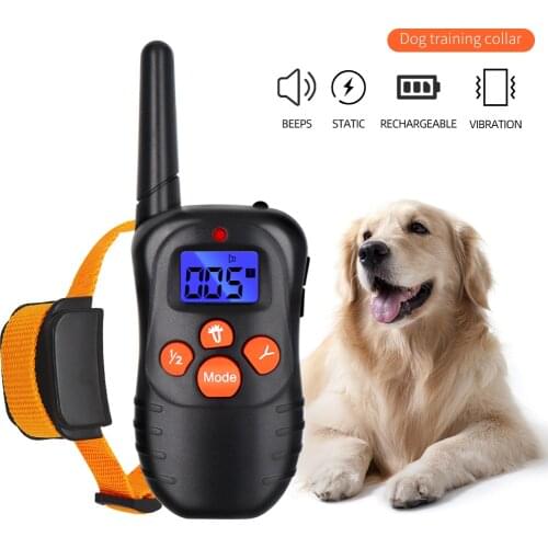 300m Electric Dog Training Collar Pet Remote Control Waterproof Rechargeable Shock Vibration Sound with LCD Display for All Size