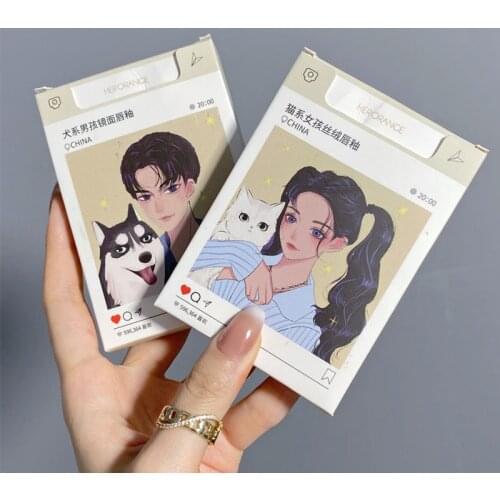 HERORANGE 5PCS Lip Glaze Set Painting Couples Series Cigarette Case Non-stick Cup Lipstick Gift Matte Lip Makeup Cosmetic TSLM1