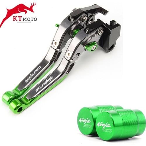 For Kawasaki Ninja 650 NINJA650 2017-2021 Tire Valve caps Cover & Motorcycles Folding Extendable adjustable Brake Clutch Levers