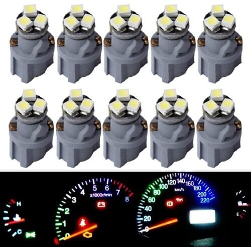 NEW 10PCS T6.5 Lamps 12mm Max diameter 3SMD 3 LED Car Board Instrument Panel Bulb Auto Dashboard Warming Indicator Wedge Light