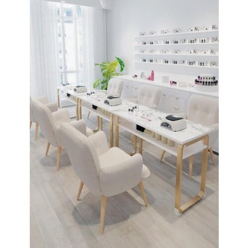 Manicure table economical imitation marble manicure table and chair set ins