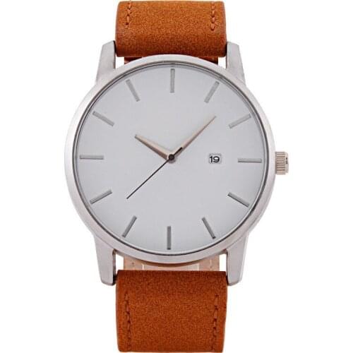 Mens Quartz Movement Watches Simple Minimalist Date Calendar Quartz Watch Business Classic Wrist Watch Calfskin Watch