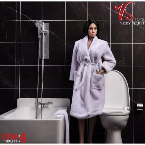 18XG12 Bathroom Scene Bathtub Toilet Set Bathrobe Three-piece Set Suitable For 12" Action Figure Female Doll