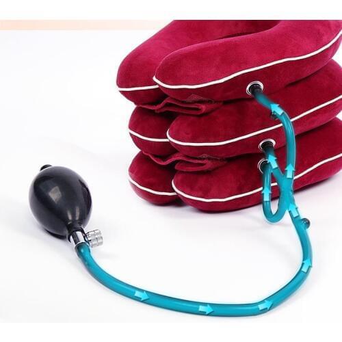 Inflatable Neck Traction Collar Soft Cervical Stretching Device Air Cervical Pillow 3 Layers for Neck&Shoulder Pain Relief Brace