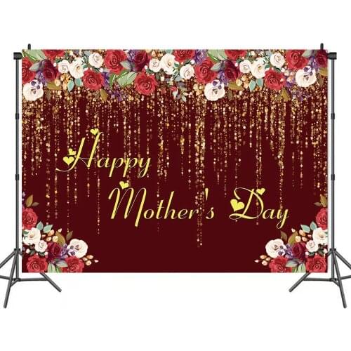 Surprise Party Sweet Mothers Day Crimson Background for Mom Portrait Photography Decors Photographic Backdrops Photocall Studio