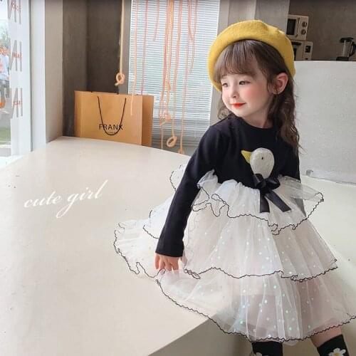 Girls Autumn Clothing Dress 2021 New Long Sleeve Skirt Girls' Cotton Silk Gauze Skirt Children Fashionable Princess Dress