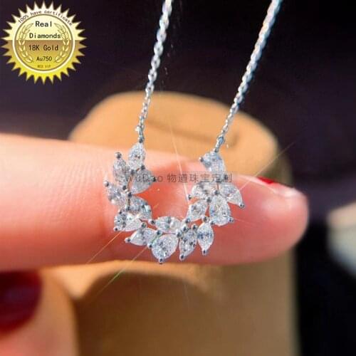 Real 18K gold necklace natura 1.05ct diamonds necklace H-M023