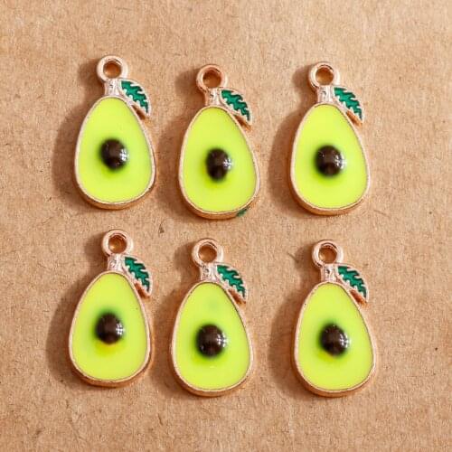 10pcs 8*16mm Cute Enamel Avocado Charms for Jewelry Making DIY Women Pendants Necklaces Earrings Handmade Jewelry Findings
