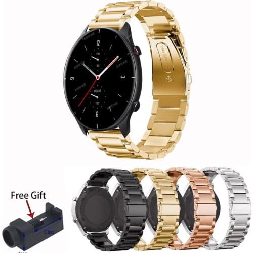 GTR 2E Smart Watch Bracelet Strap band 22mm Stainless Steel Watchband For Huami Amazfit GTR 47mm GTR2 Stratos 2 2S 3 Correa