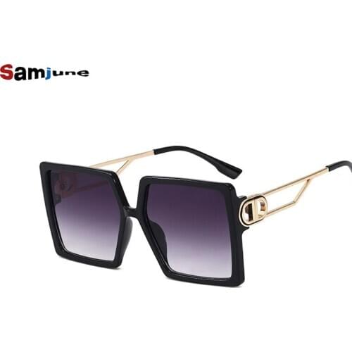 Samjune Classic Oversized Men Sunglasses Luxury Brand Sun Glasses Square Retro Male UV400 Mirror Eyewear