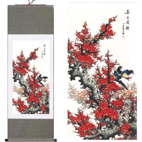 Silk paintings Spring flowers and birds art painting Chinese traditional art paintingPrinted painting