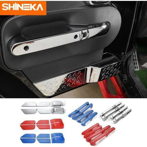 SHINEKA Car Interior Styling Door Handle Car Door Decoration Stickers Kit Accessories For Jeep Wrangler JK 2007 2008 2009 2010