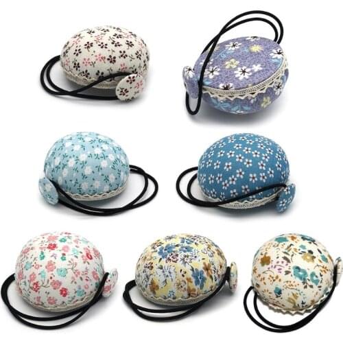 Lovely Ball Shaped Needle Pin Cushion Pincushion Elastic Wrist Strap Band Stitch Needlework Mat DIY Craft Supplies