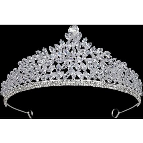 Tiaras and Crown HADIYANA Exquisite Women Wedding Hair Accessories Bridal Headband Haar Sieraden Cubic Zircon BCY8946 Corona