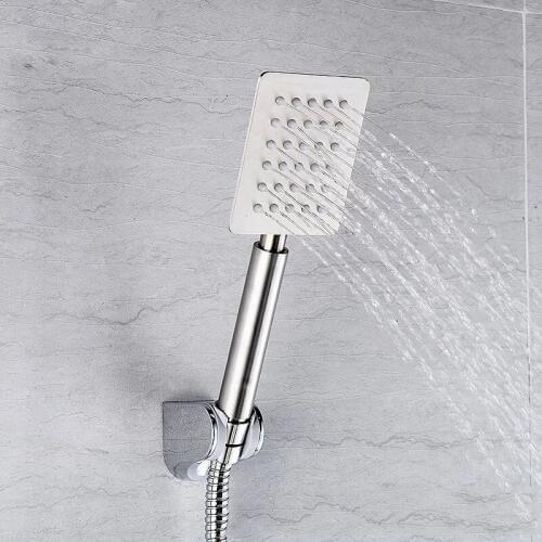 Ultra-thin pressurized stainless steel shower hand-spray square mirror nozzle shower set copper fittings