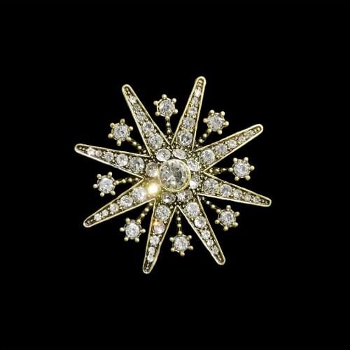 RSHCZY Delicate Womens Brooch Vintage Hexagram Crystal Pins For Backpacks Coat Bag Hat Magic Badge Jewelry Gift Scarf Buckle