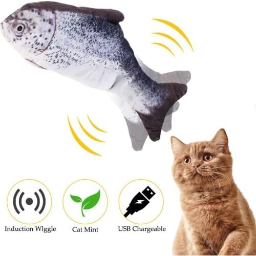 Funny Fish Shape Toy for Cat Electric Moving USB Charger Interactive Cats Chew Bite Supplies Kitten Fish Flop Pet Wagging Toy