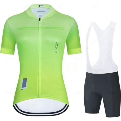 Women Cycling Clothing 2022 New Rvouei Team Cycling Jersey Summer Short Sleeves 19D Bib Pant Set Female Breathable MTB Bike Wear