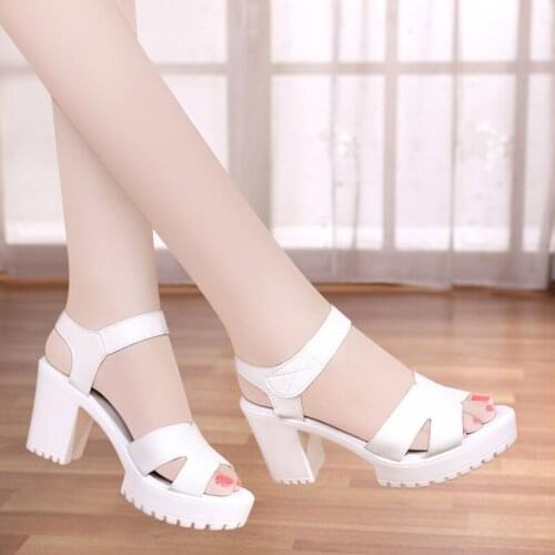 NAUSK 2021 NEW High Heel Women Sandals Summer New Wild Thick-heeled Women Platform Sandals Waterproof Fashion Ladies Sandals