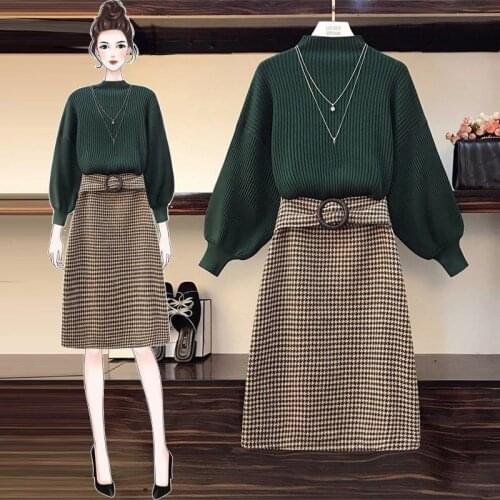 2020 Elegant 3 Pieces Packed Women Winter Autumn Sweater with Skirt Wool Fabric Bottomwear Top Selling Knitingwear