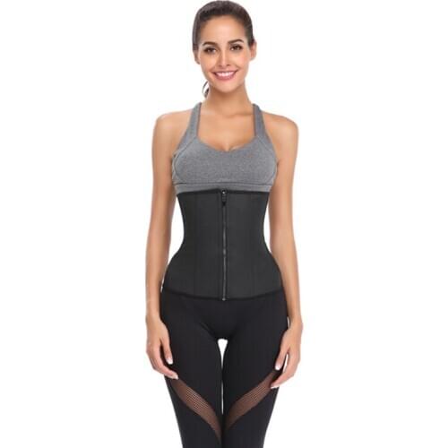 Plus Size Black Zipper Waist Trainer Corset Latex Waist Cincher Underbust Body Shapewear Women Slimming Sheath Belly Girdle