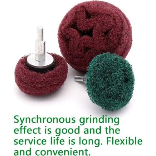 1pcs 6mm Shank Scouring Pad Grinding Head Nylon Fiber Polishing Buffing Wheel Electric Grinder Brushes Tools Dremel Accessorie