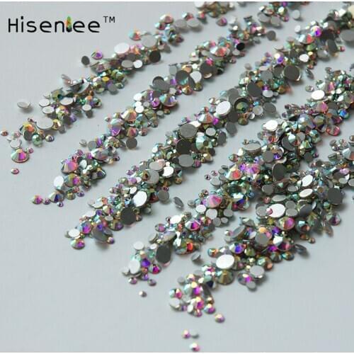 1000pcs fashion new mixed size transparent crystal AB rhinestone 3D charm nail art DIY decorative manicure accessories