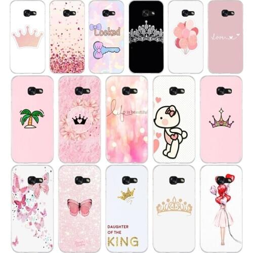 346 pink Crown Princess Luxury design Soft Silicone Tpu Cover phone Case for Samsung a3 2016 a5 2017 a6 plus a7 a8 2018 s6 7 8 9