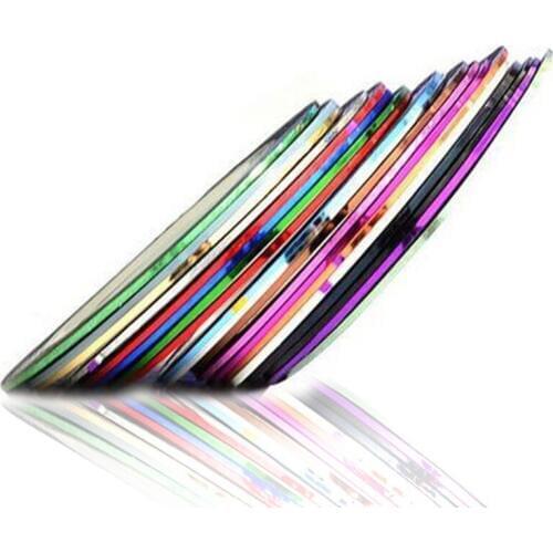 38Pcs 0.88mm New Nail Rolls Striping Tape Line Metallic Nail Art Roll Strips On Nail DIY Beauty Decorations Embossed Line Decals