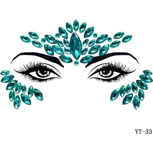 38 Styles Night Club Adhesive Face Gems Rhinestone Stickers Makeup Face Body Jewel Crystal Festival Gems Stickers For Body Art