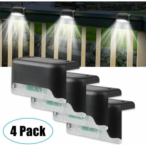 4pcs LED Solar Deck Light IP65 Waterproof Outdoor Garden Pathway Patio Stairs Step Solar Deck Lights For Courtyard Park Balcony