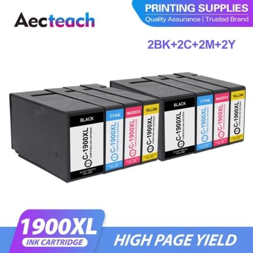 Aecteach new PGI-1900XL PGI1900 1900 xl 4 Color Compatible Printer Ink Cartridge for Canon 1900XL MAXIFY MB2390 Pritners