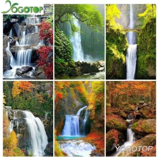 Full Drill 5D Diamond Painting Waterfall natural Landscape DIY Mosaic Diamond Embroidery Mountain Home Decoration YY2208