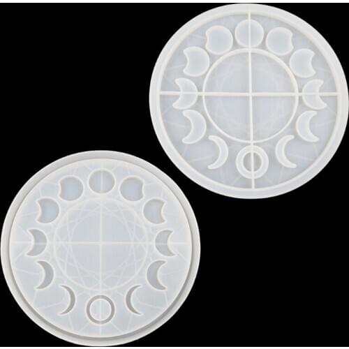 Large Moon Phase Round Tray Resin Mold Crescent Half Full Moon Silicone Molds M2EA