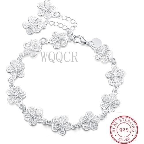 925 Sterling Silver Bracelet Fashion Jewelry Hollow Flower Bracelet For ladies High Jewelry Gifts