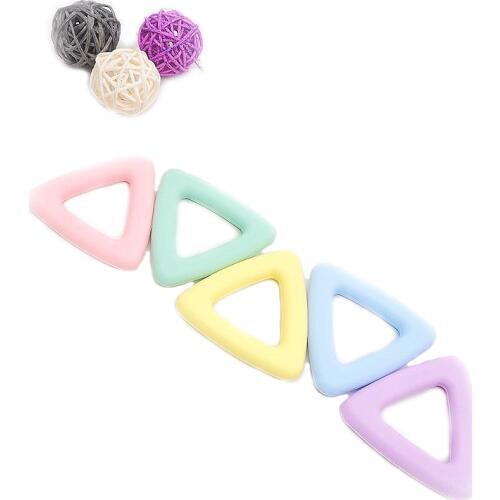 Chenkai 10PCS Silicone Triangle Teether Geometric Pacifier Dummy Teething For DIY Infant Smoothing Sensory Bite Toy Accessories