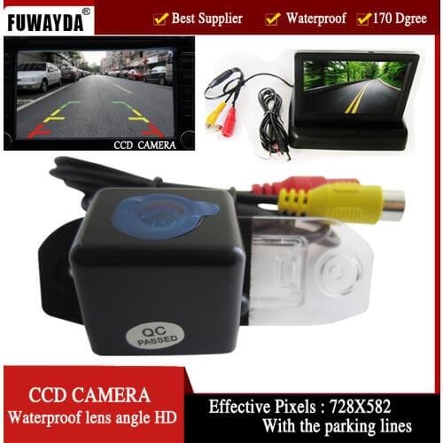FUWAYDA Color Car Rear View Camera for VOLVO S80 SL40 SL80 XC60 XC90 S40 C70,with 4.3 Inch foldable LCD Monitor HD