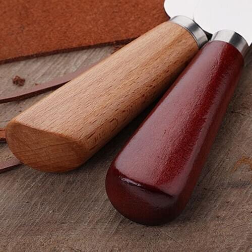 DIY Leathercraft Tool Wooden Handle Stainless Steel Leather Cutting Knife C63B