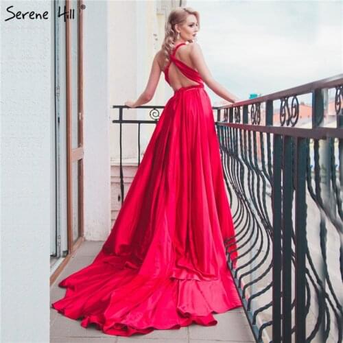 Elegant Backless Silk Photography Long Train Dress Red Bean Evening Dress 2020 Bridal Gowns HA2119