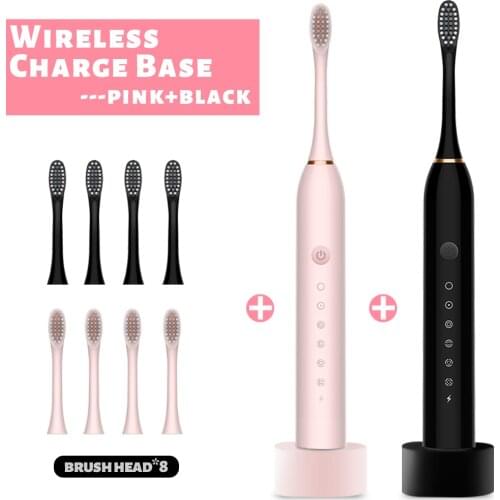 Sonic Electric Toothbrush IPX-7 Ultrasonic Automatic Smart Tooth Brush USB Wireless Charge Base Waterproof Couple Style X3