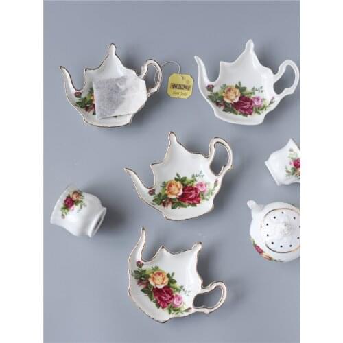 European ceramic dish rose plate snack storage dish jewelry box desktop decor ornament dessert set flatware teapot gift CL90314