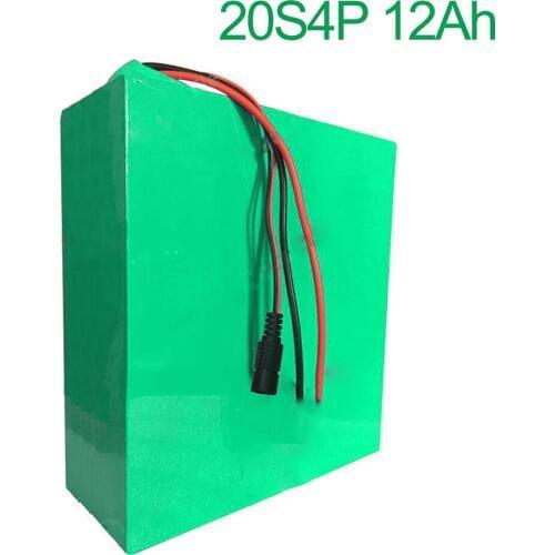72V 12Ah 20S4P 18650 Li-ion Battery electric two Three wheeled motorcycle bicycle ebike 195*160*70mm