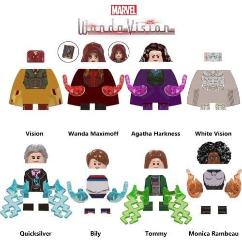 Marvel WandaVision Wanda Scarlet Witch Vision Mephisto Agatha Quicksilver Figures Avengers Building Blocks Bricks Toys Kid Gift