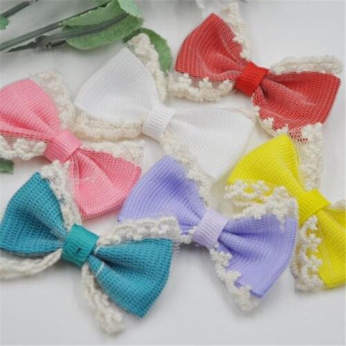 10PCS Cute Trim Grosgrain Ribbon Bows Flowers Appliques Wedding Decor A248