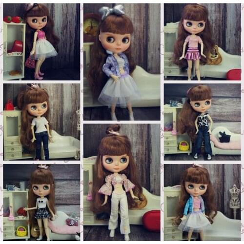 Fashion Doll Clothes Set For Blythe Doll Outfits Tank Top T-shirt Coat Skirt Tutu Dress Pants Trousers For Blyth Dolls 1/6 Toy