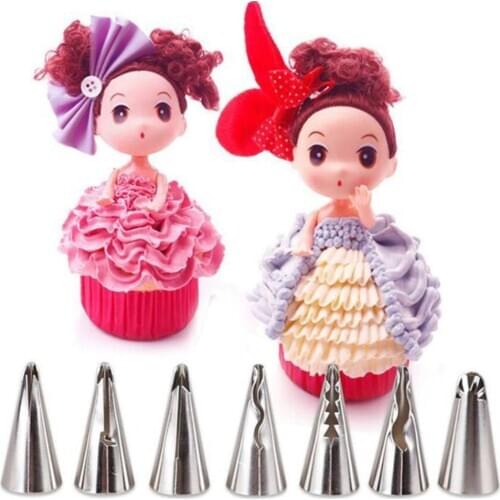 7pcs/set Wedding Russian Nozzles Pastry Puff Skirt Icing Piping Nozzles Pastry Decorating Tips Cake Cupcake Decorating Tools